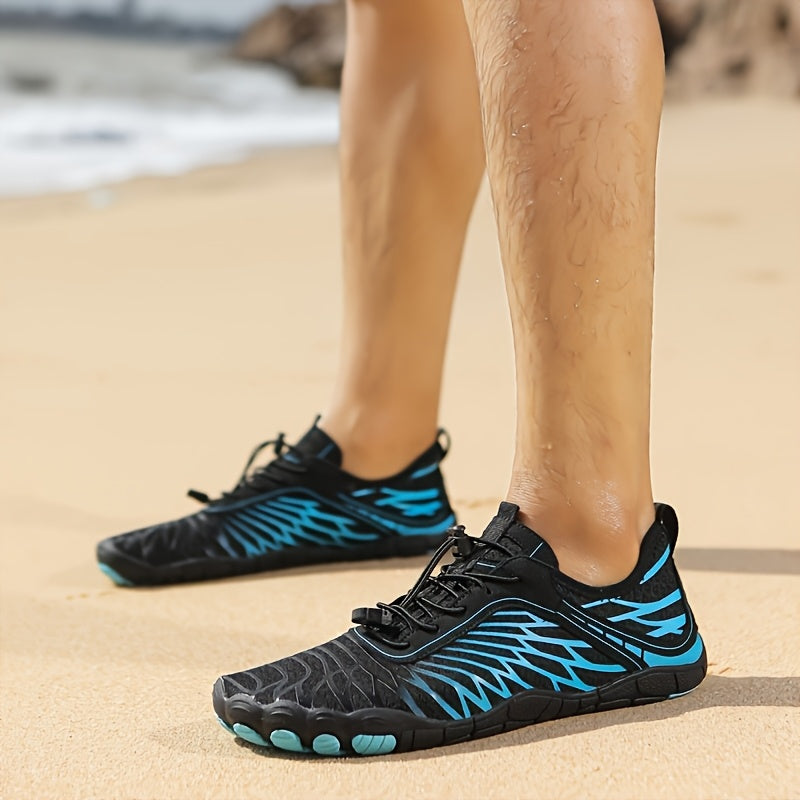 Unisex Summer Wide Toe Barefoot Shoes - Quick-Dry Anti-Slip Lace-Up Low-Top Design with Breathable Fabric Upper & Durable Rubber Sole for Swimming, Surfing, Rock Climbing, Beach Sports, Beach Shoes, Water Activity Footwear, S