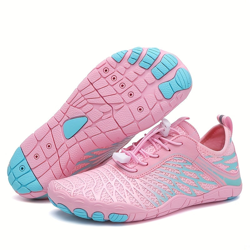 Unisex Summer Wide Toe Barefoot Shoes - Quick-Dry Anti-Slip Lace-Up Low-Top Design with Breathable Fabric Upper & Durable Rubber Sole for Swimming, Surfing, Rock Climbing, Beach Sports, Beach Shoes, Water Activity Footwear, S