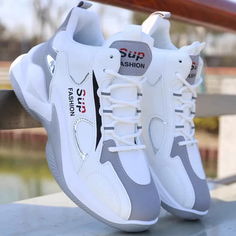Men's Shoes New High-Top Board Shoes Leather Surface Waterproof Sneaker Men's Casual Shoes Non-Slip Wear-Resistant Running Shoes Student Sneakers