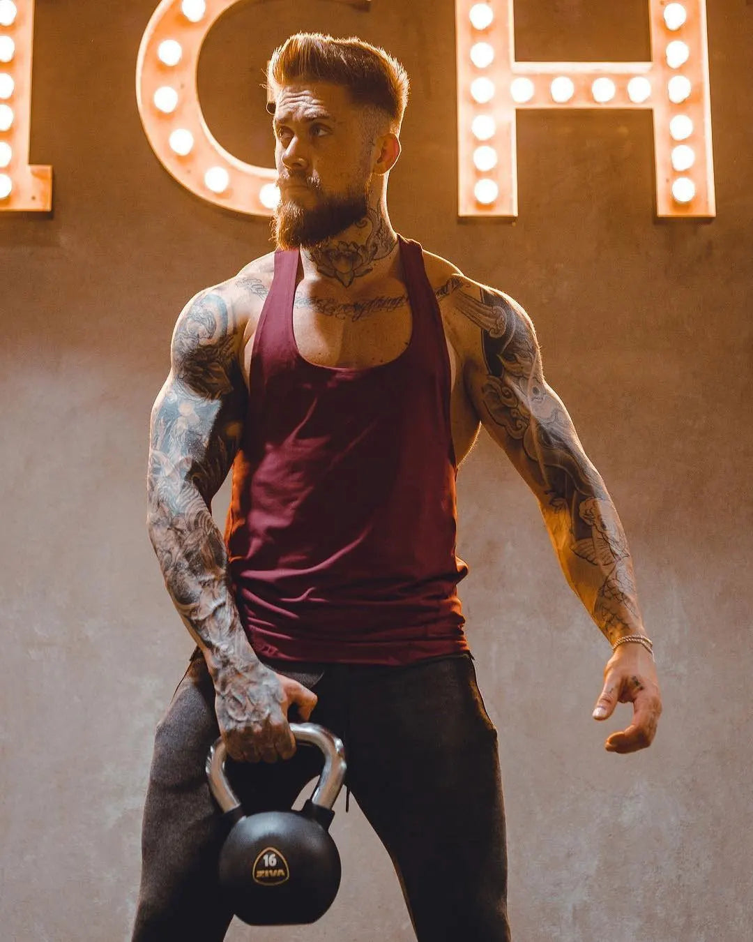 VEST Muscle Fitness Male Brothers Summer Sports Leisure Elastic Quick Drying Sports Patchwork I-type Fitness Vest