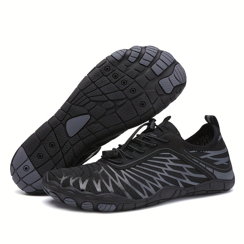 Unisex Summer Wide Toe Barefoot Shoes - Quick-Dry Anti-Slip Lace-Up Low-Top Design with Breathable Fabric Upper & Durable Rubber Sole for Swimming, Surfing, Rock Climbing, Beach Sports, Beach Shoes, Water Activity Footwear, S